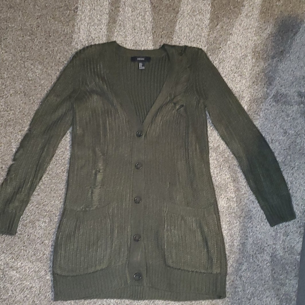 Distressed Long Cardigan